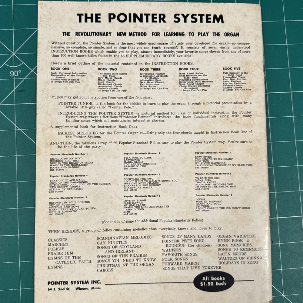 Pop Standards for the Pointer System 17 for Hammond Organ 18‎ Songs Music VTG